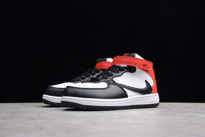 kids nike air force 1 mid 07 x travis scott white black red 314197-016