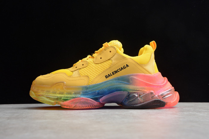 blcg sneaker triple.s.gomma colore jaune-rainbow noir