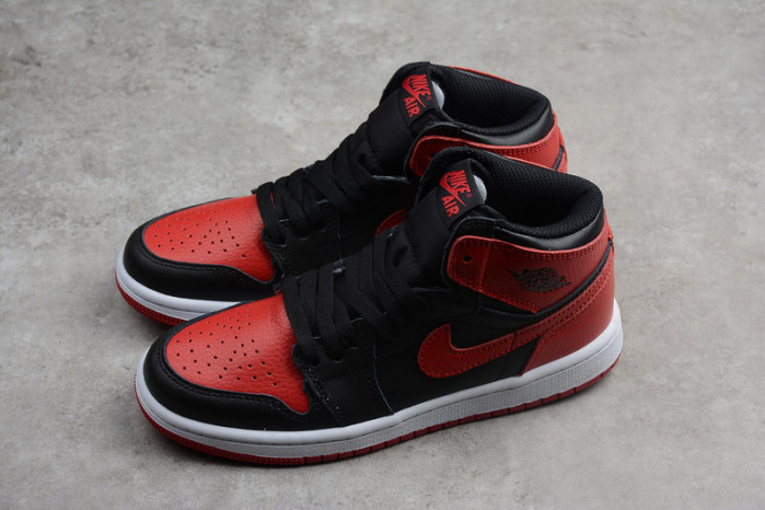 kids air jordan 1 retro high og banned bred black red 555088-001