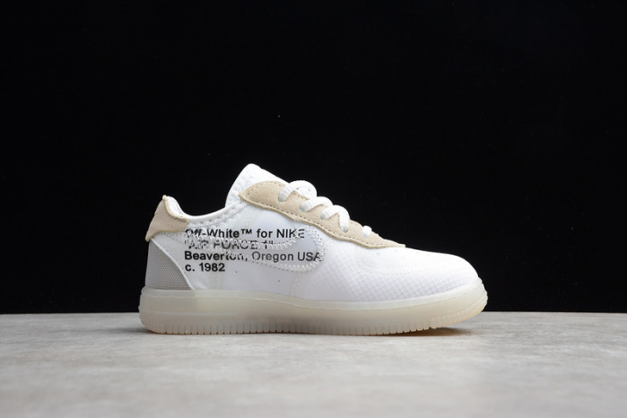 kids nike air force 1 low ow white(td) bv0853-100