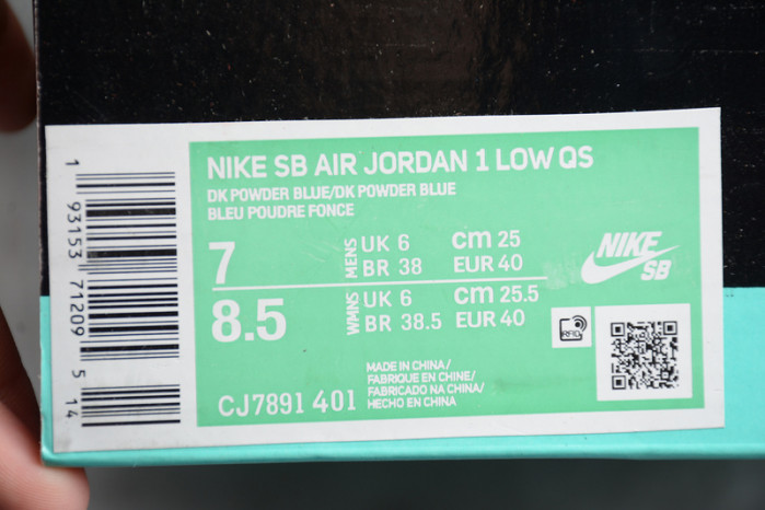 nike sb x air jordan 1 low “unc” cj7891-401