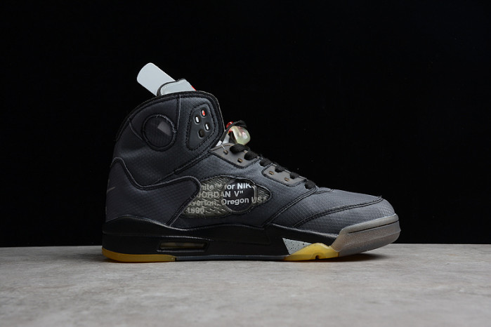 air jordan 5 retro ow black/muslin-fire red ct8480-001