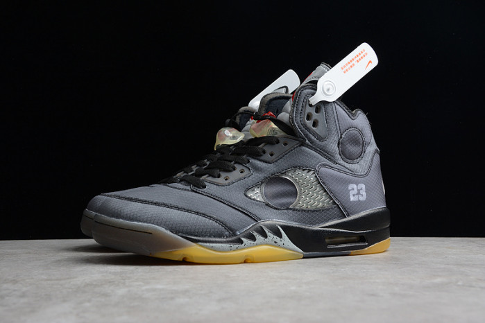 air jordan 5 retro ow black/muslin-fire red ct8480-001