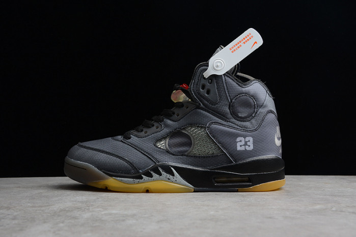 air jordan 5 retro ow black/muslin-fire red ct8480-001