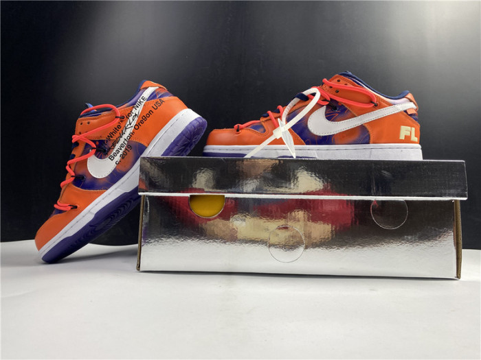 ow x nike sb dunk low orange perple white ct0856-801