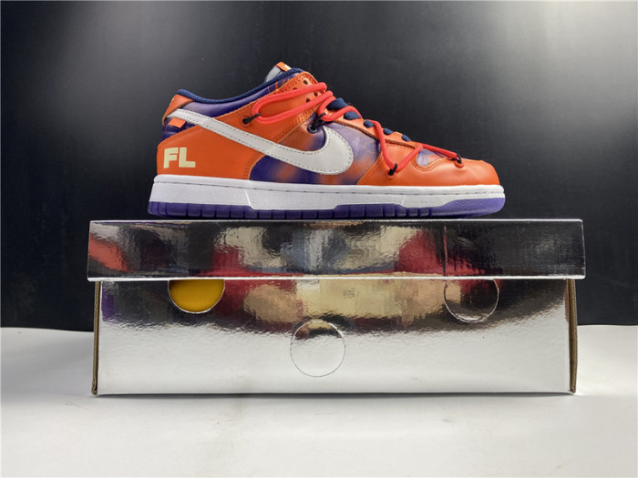 ow x nike sb dunk low orange perple white ct0856-801