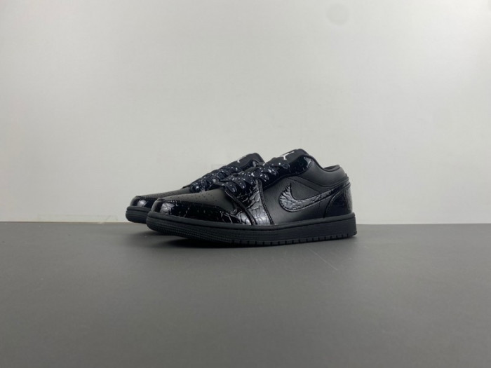 air jordan 1 low “black croc” (w) hj7743-010