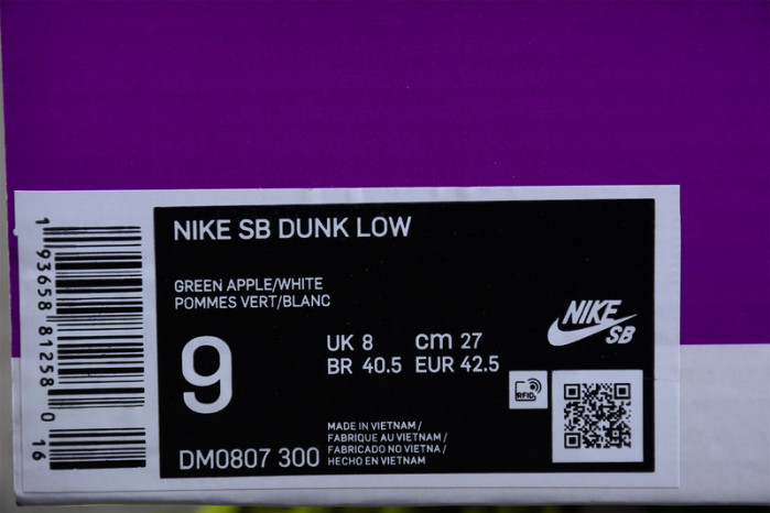 nike sb dunk low green apple dm0807-300