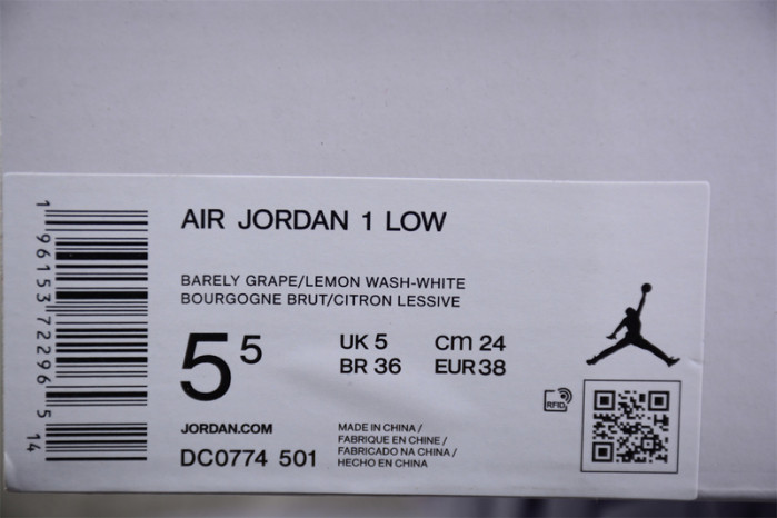 air jjordan 1 low barely grape dc0774-501