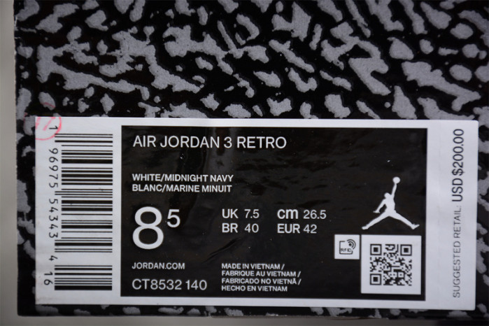 air jordan 3 “midnight navy” ct8532-140