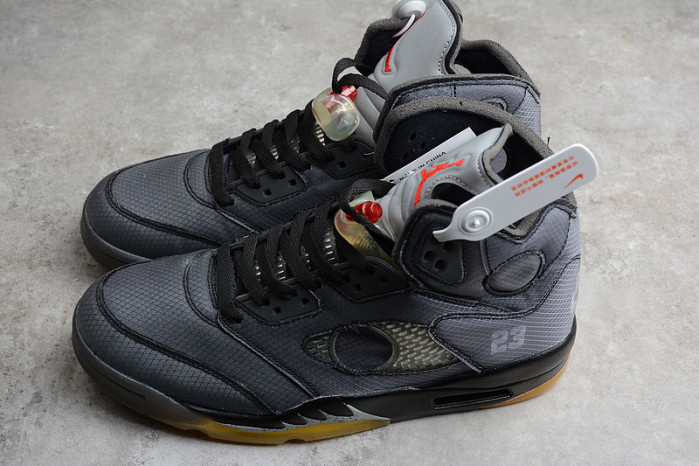 air jordan 5 retro ow black/muslin-fire red ct8480-001