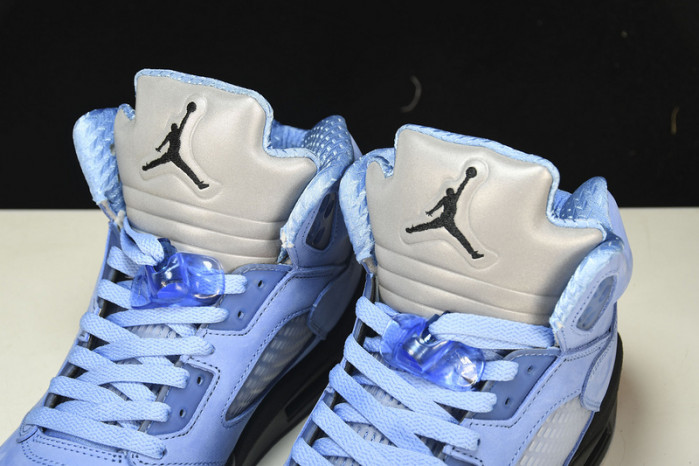 air jordan 5 unc black/clear-white-metallic silver dv1310-401