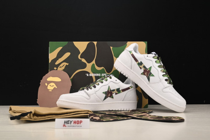 a bathing ape bape sta low white abc camo green hp33-102