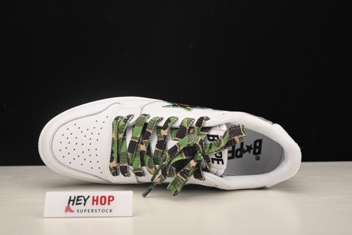 a bathing ape bape sta low white abc camo green hp33-102