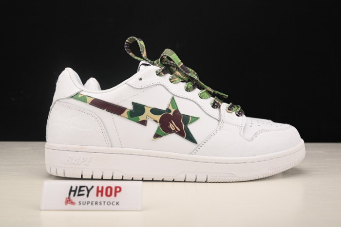 a bathing ape bape sta low white abc camo green hp33-102