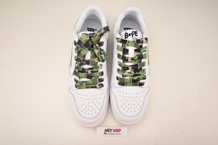 a bathing ape bape sta low white abc camo green hp33-102