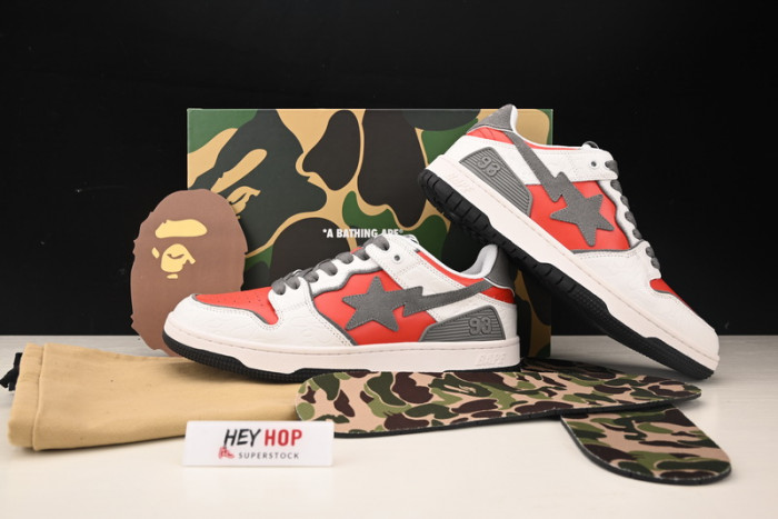 a bathing ape bape sk8 sta white red hp33-112