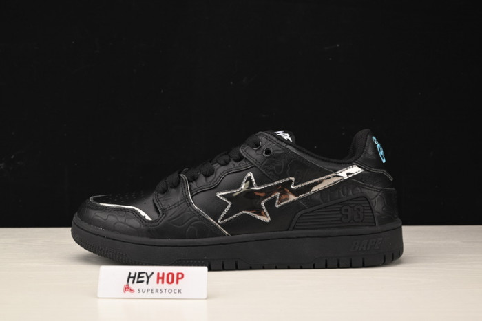 a bathing ape bape sk8 sta black silver hp33-119