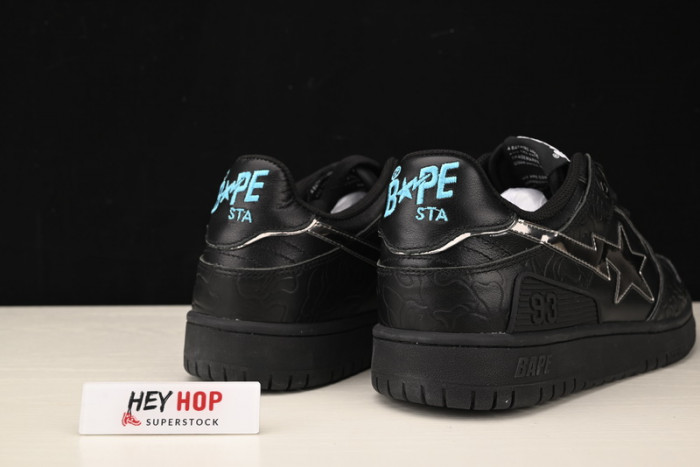 a bathing ape bape sk8 sta black silver hp33-119